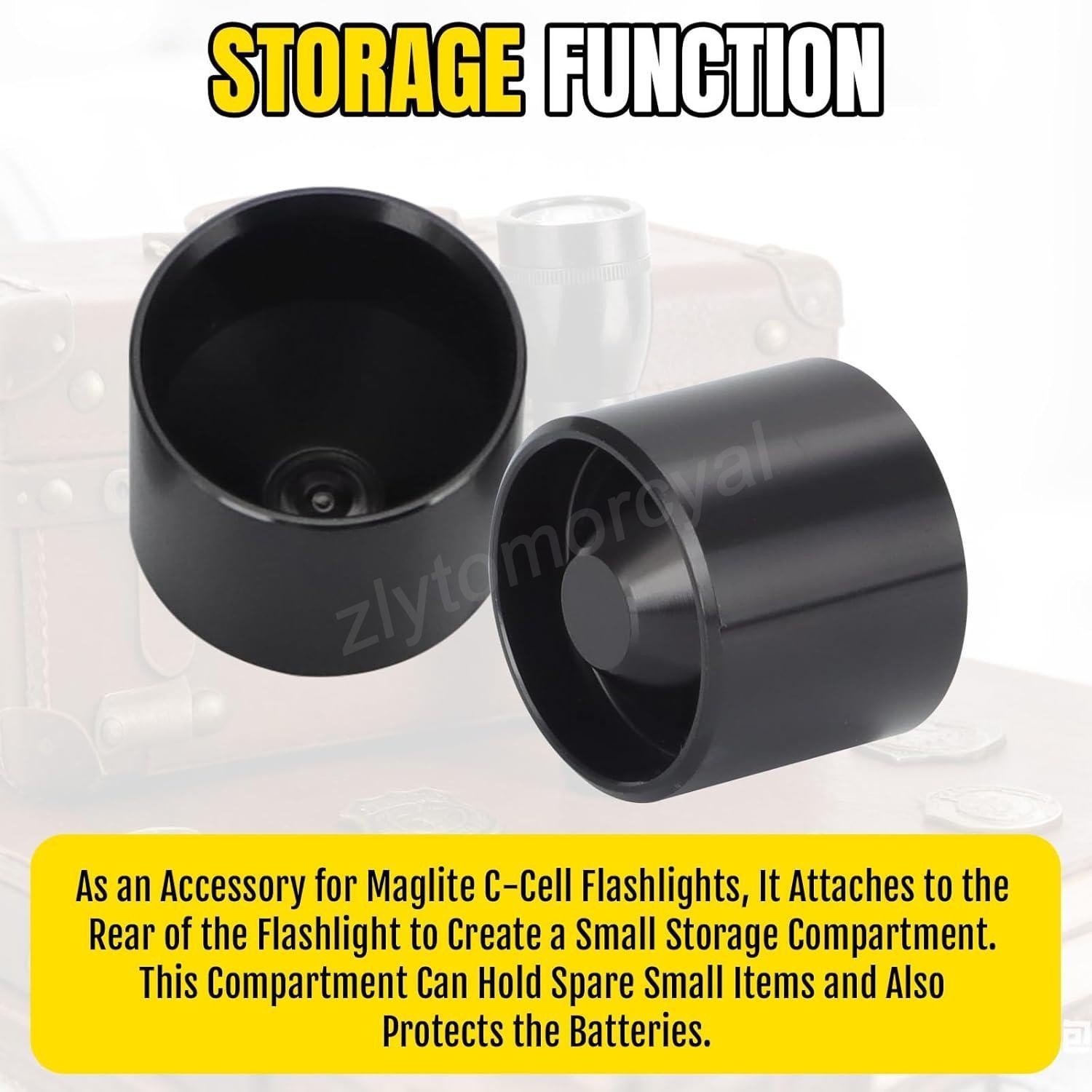 For Maglite C Cell Dry Storage Hidden Cups – Anodized Aluminum Non Freeze Plugs