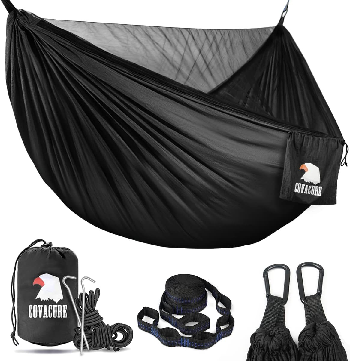 Covacure Camping Hammock – Lightweight Double Hammock, Hold up to 772Lbs, Portab