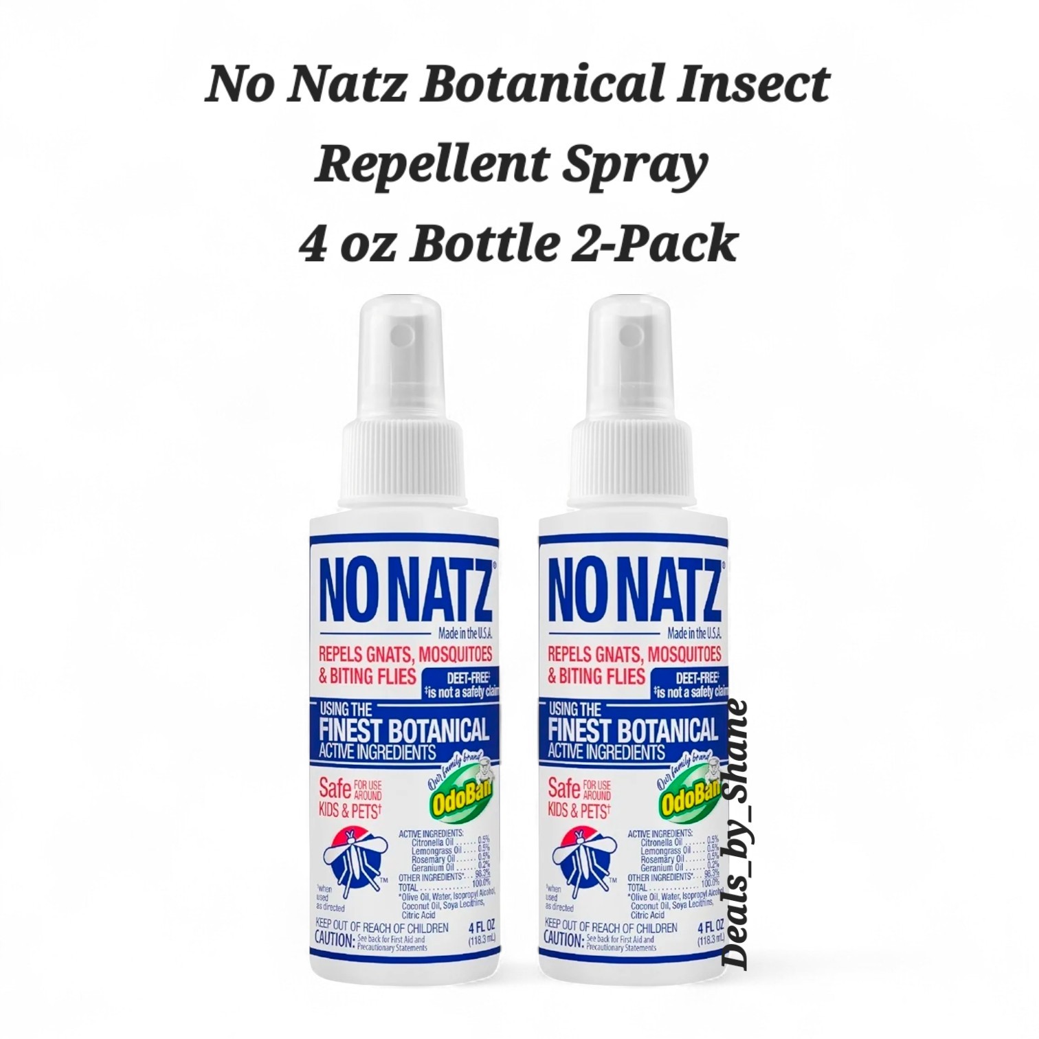 No Natz All Natural Insect Repellent Spray 4oz 2 Pack – Deet FREE Mosquito Flies