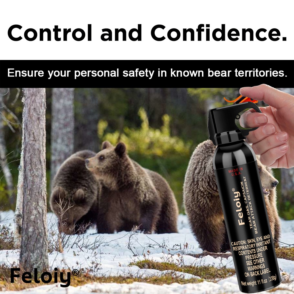 2 Pack Feloiy Bear Repellant Self Defense Spray – 11 oz Bear Attack Deterrent