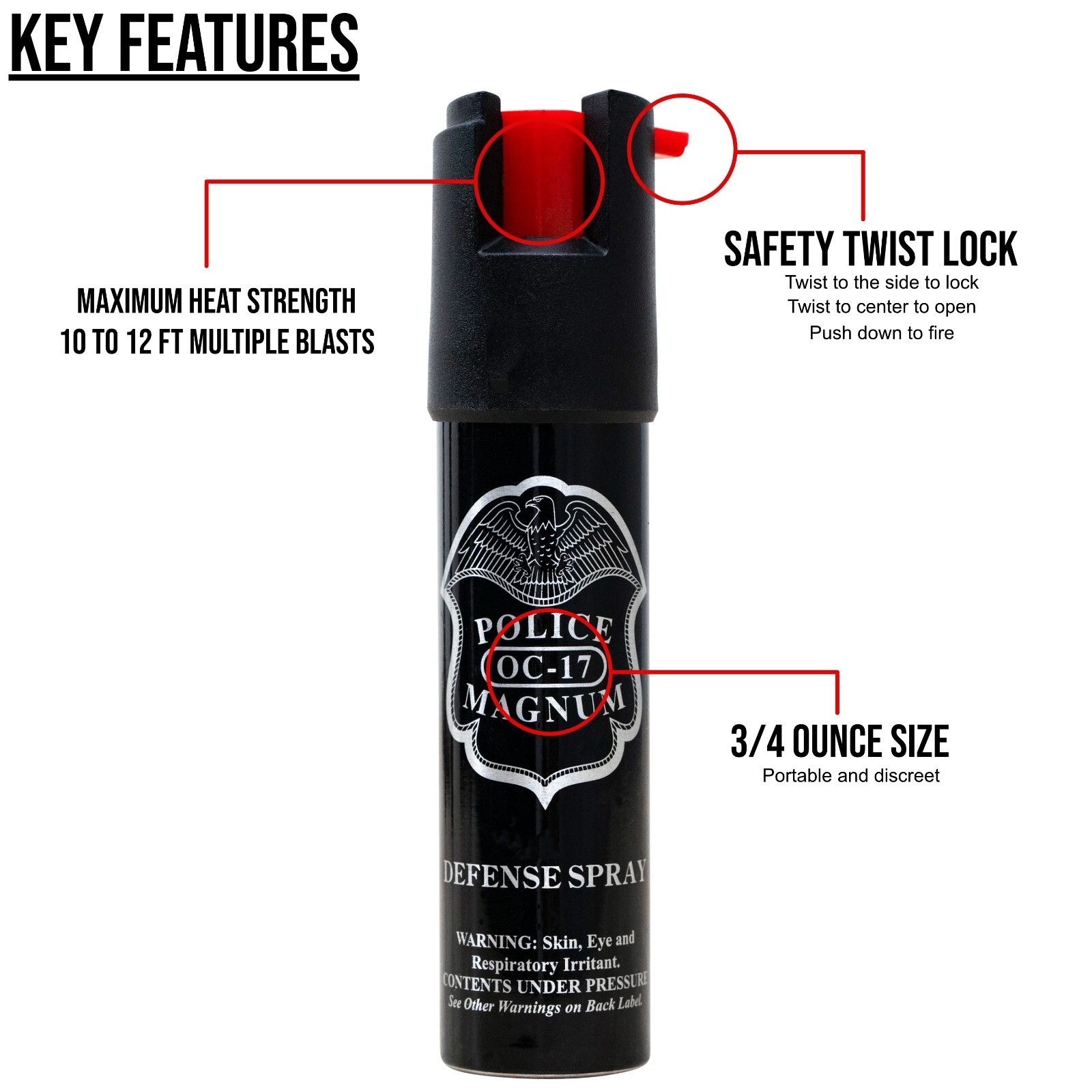 15 Police Magnum bulk Pepper Spray pack .75oz Stream Self Defense Security