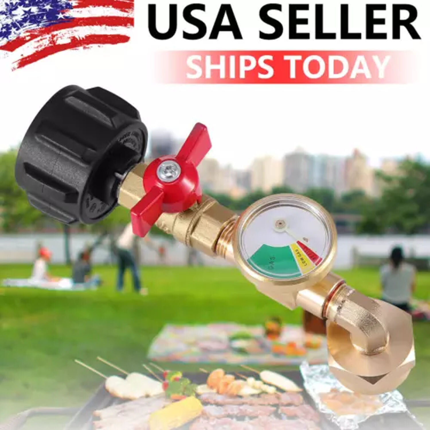 NEW 1Lb To 20Lb Tank Propane Refill Adapter With Gauge And ON-Off Control Valve