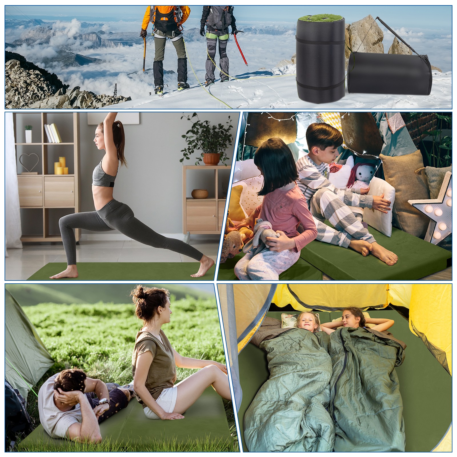 75″D x 30″W Portable Memory Foam Camping Mattress Roll Up Pad Floor Mat with Bag