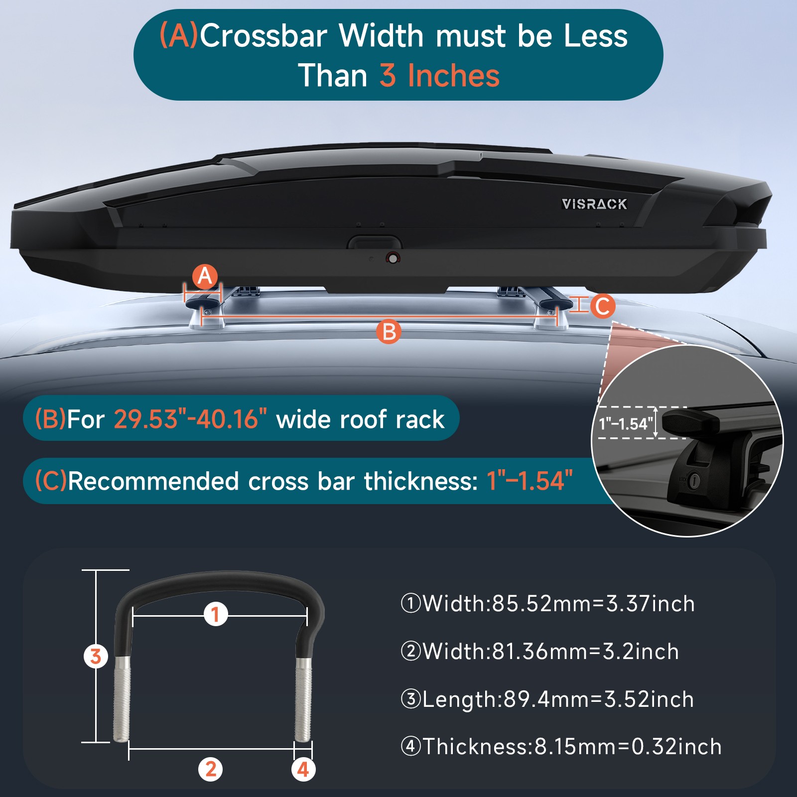 26 ft³ Heavy Duty ABS Vehicle Roof Top Storage Box Cargo Luggage Carrier 2 Locks