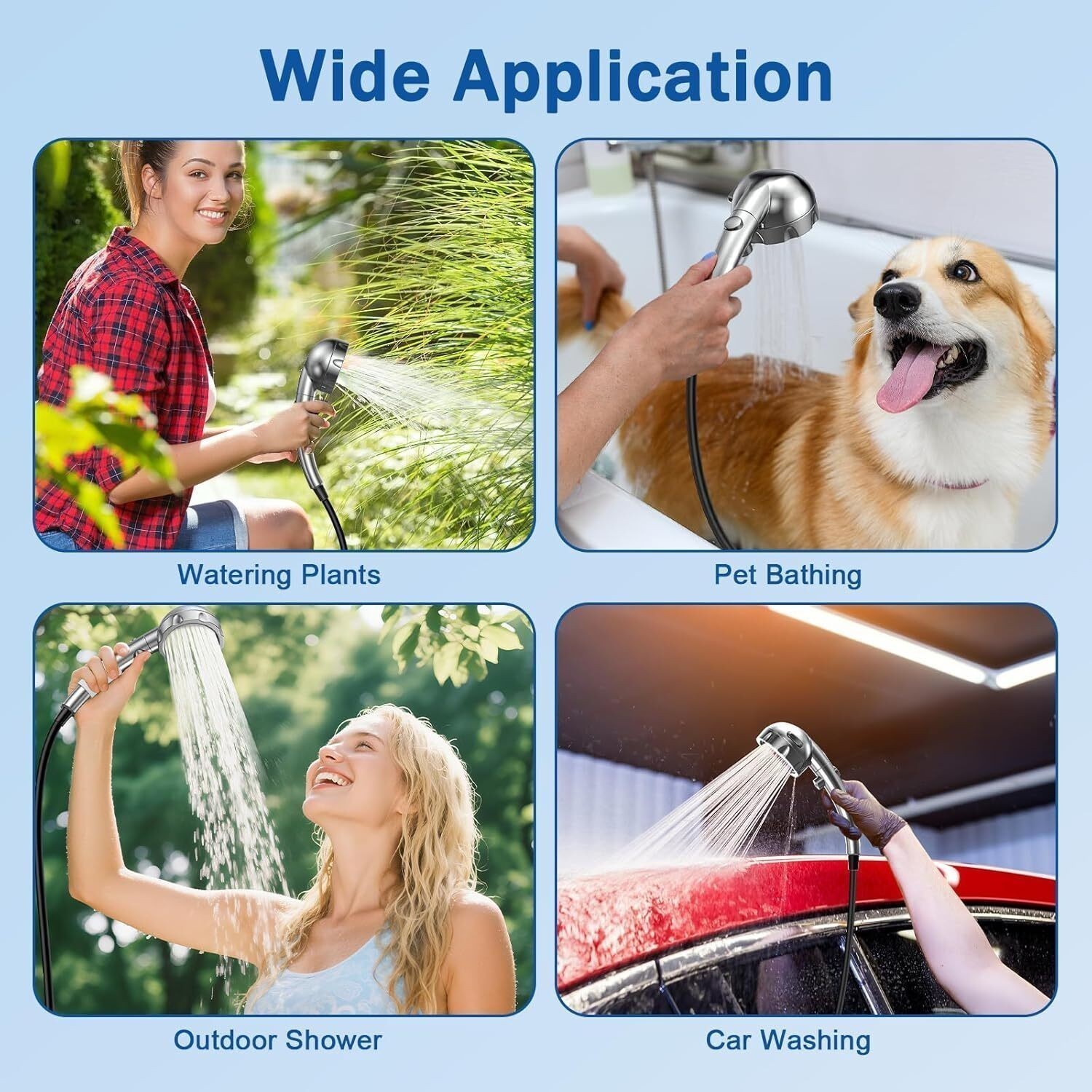 Portable Shower Camping,9000mAh Rechargeable Shower Pump with Folding Bucket,c