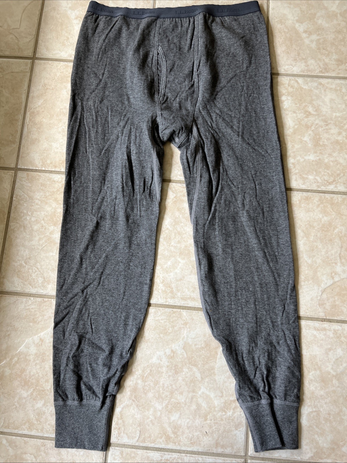 LL Bean Double Layer Underwear Pants Mens Gray Thermal Wool Blend XL Reg