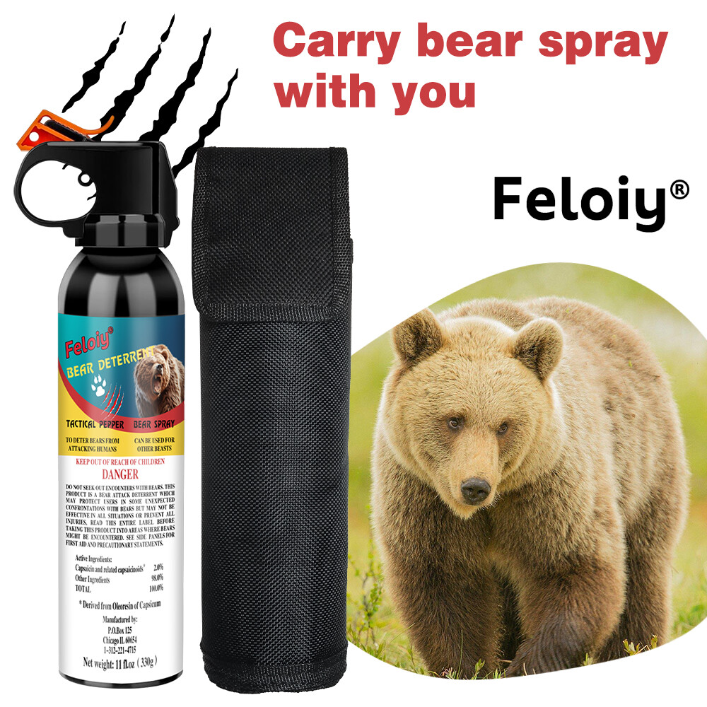 Feloiy BEAR SPRAY w/ Holster 32ft Range 11 oz Camping & Hiking Protection