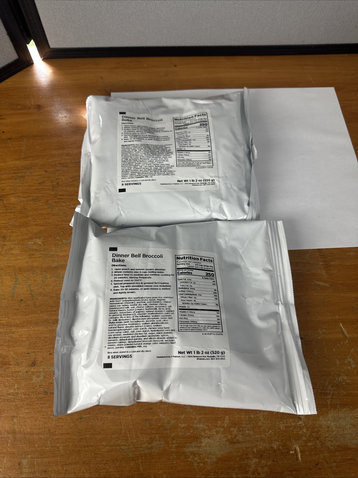 4Patriots Emergency Food Dinner Bell Broccoli Bake 16 Servings NEW Expires 2044