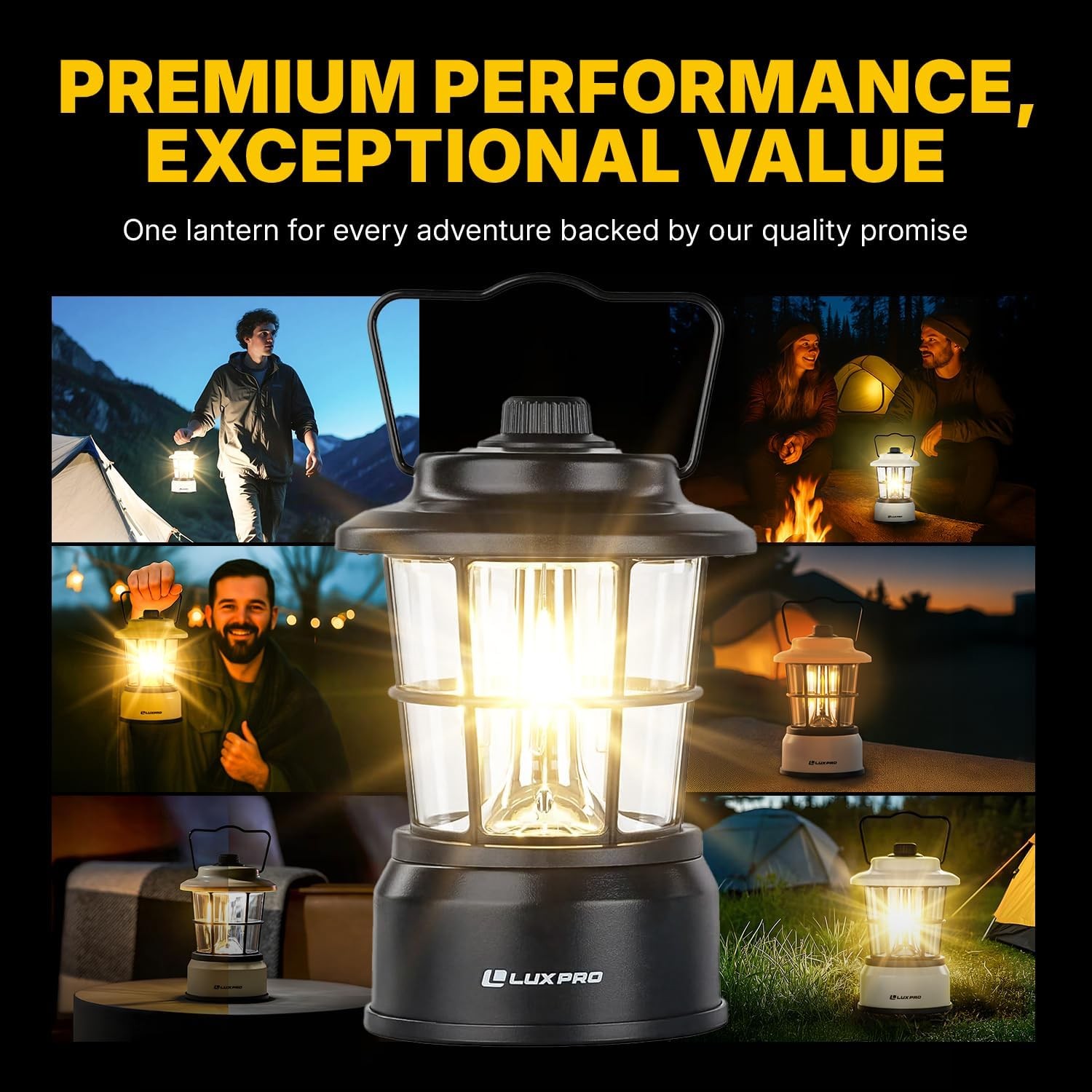 LUXPRO Retro Lantern LP1535 Battery-Powered Emergency Water-Resistant Hiking LED