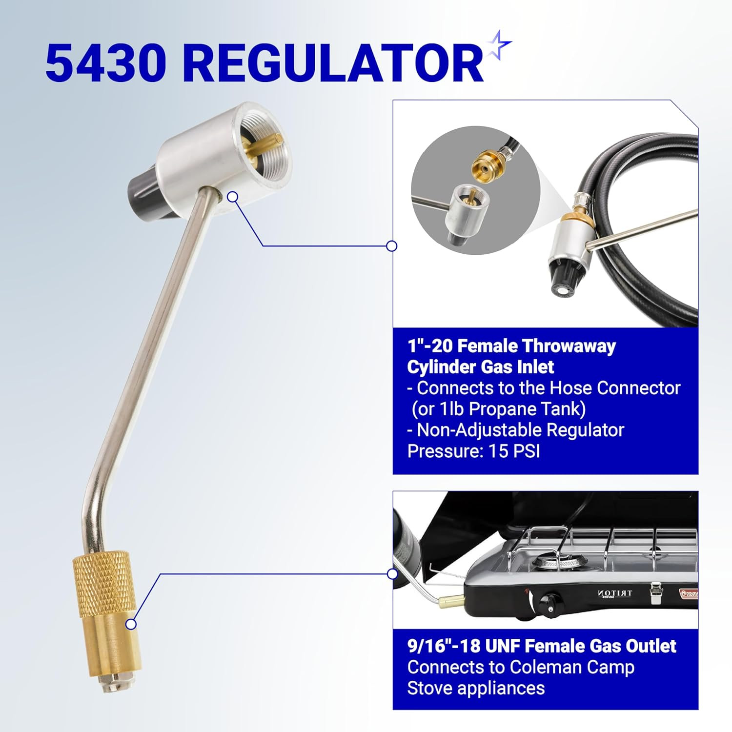 Camping Stove Regulator with 6 FT Propane Adapter Hose for Coleman Stoves Grills