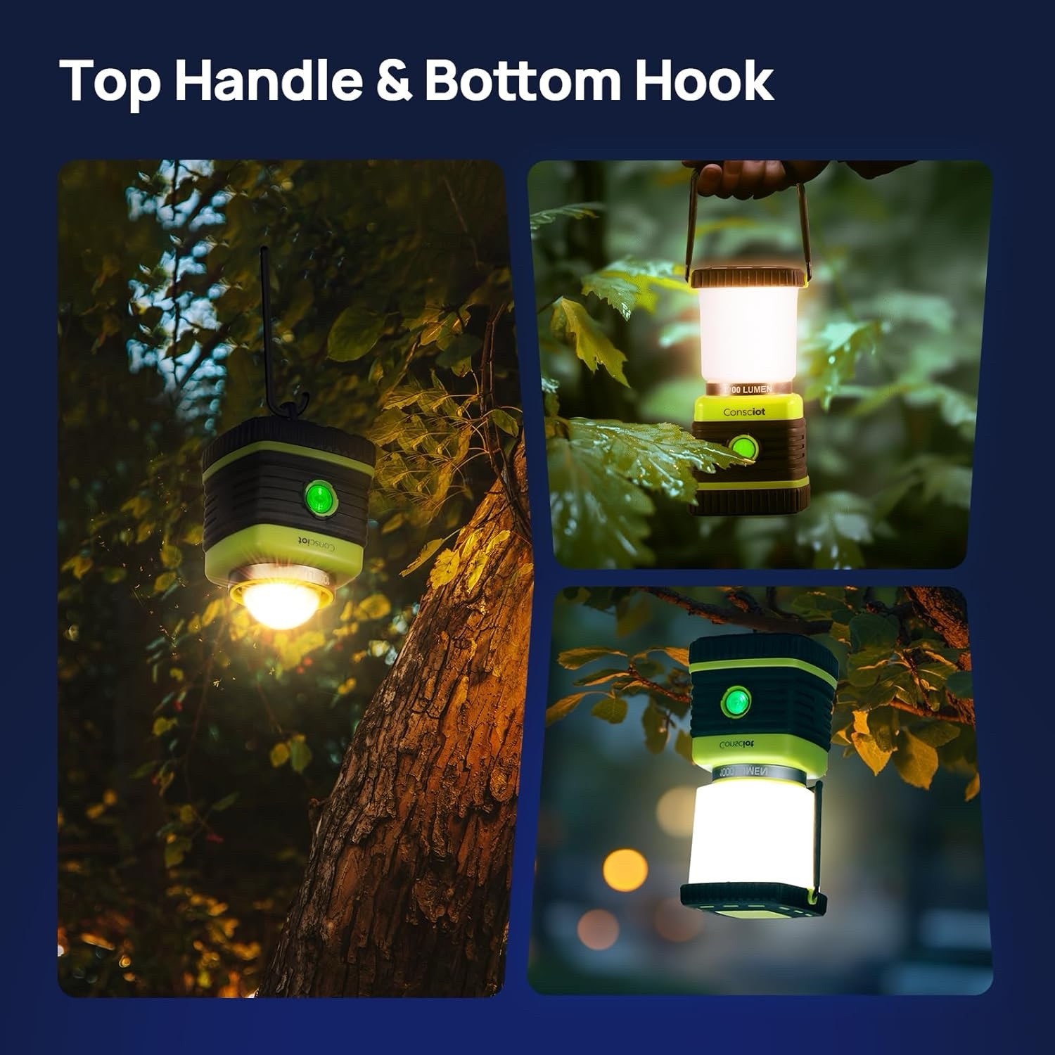 2-Pack LED Battery Powered Camping Lantern 1000LM 4 Light Modes IPX4 Waterproof