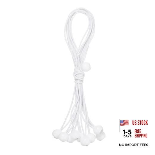 10-Pack Ball Bungee Cords, 15 Inch High Elastic Canopy Tarp Tie Down 15″ White