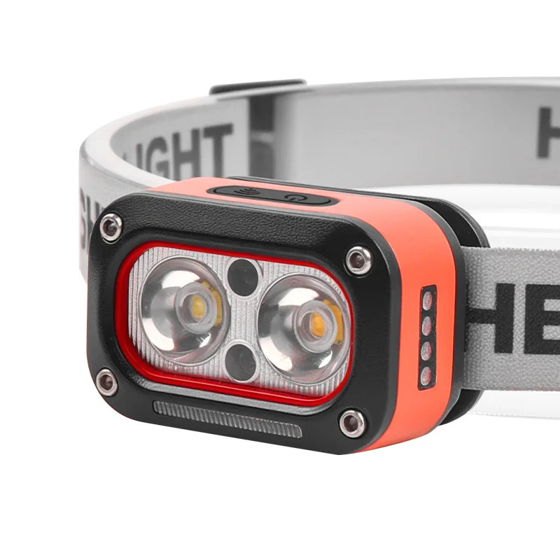 ABS Plastic Black 700Mah 2*XTE Three Light Source Headlight USB Charging Outdoor