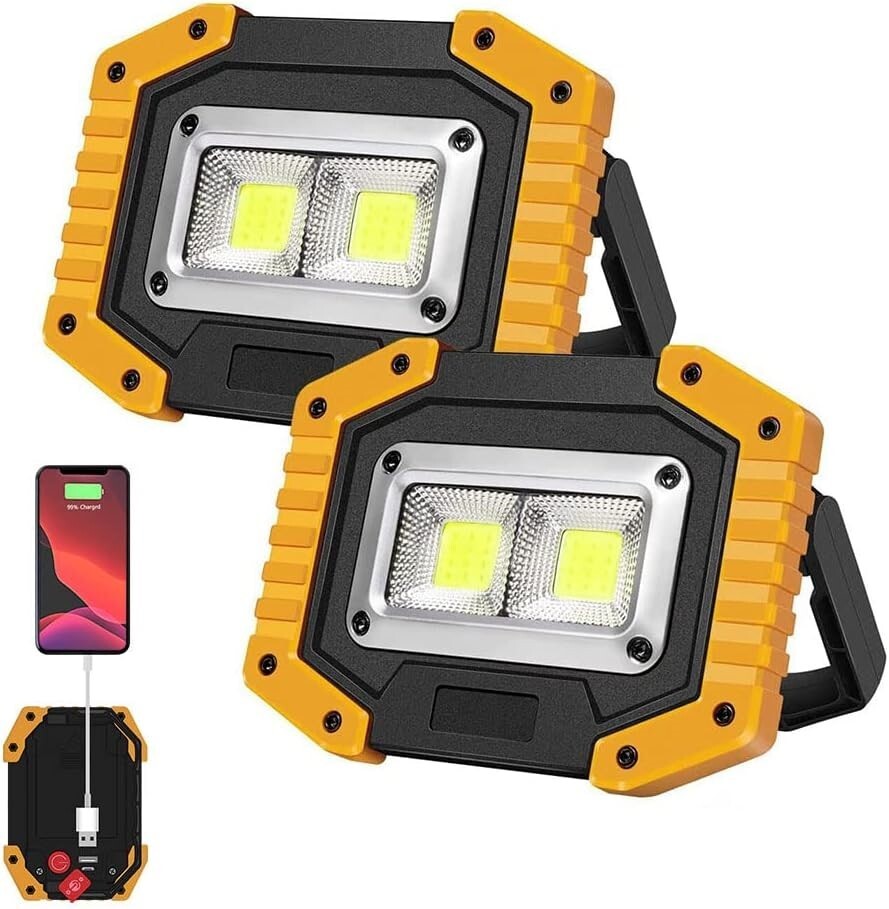 Lamparas de trabajo recargable lampara de mano recargables impermeable Led 2pack