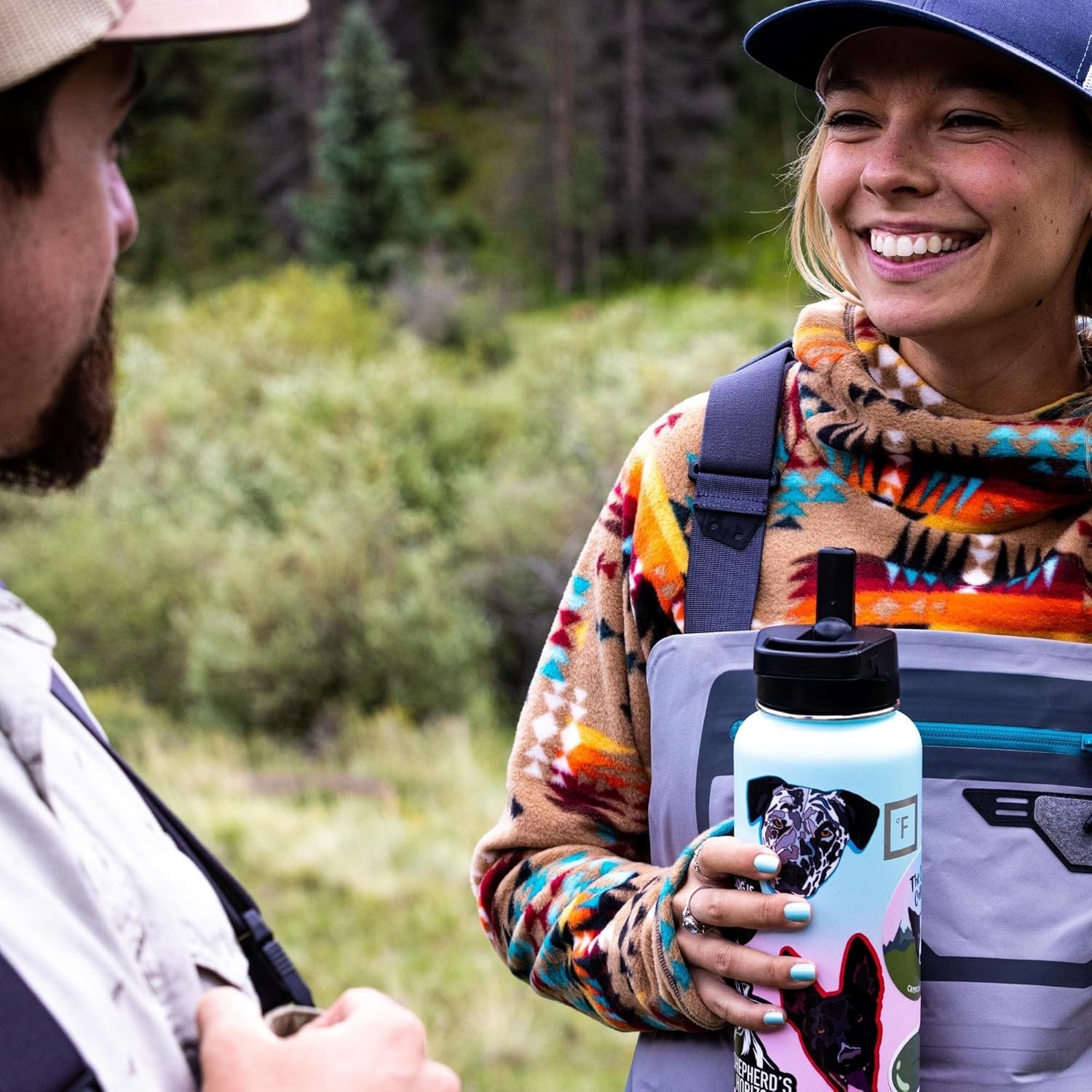 Camping & Hiking Hydration Flask with Straw, Wide Mouth Insulated Stainless S…