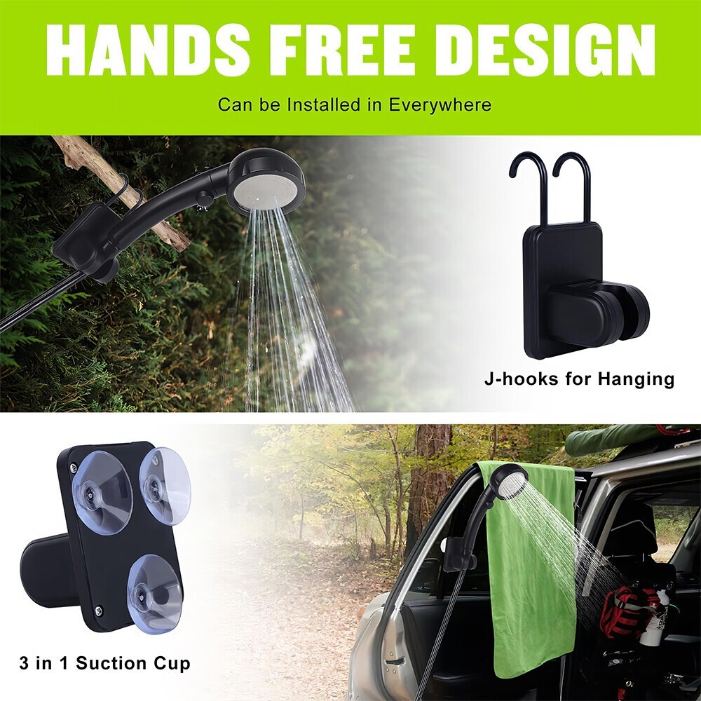 Portable Camping Shower Heater Rechargeable Outdoor 6000mAh Camp Pump for Travel