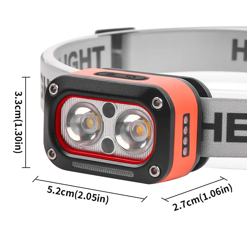 ABS Plastic Black 700Mah 2*XTE Three Light Source Headlight USB Charging Outdoor