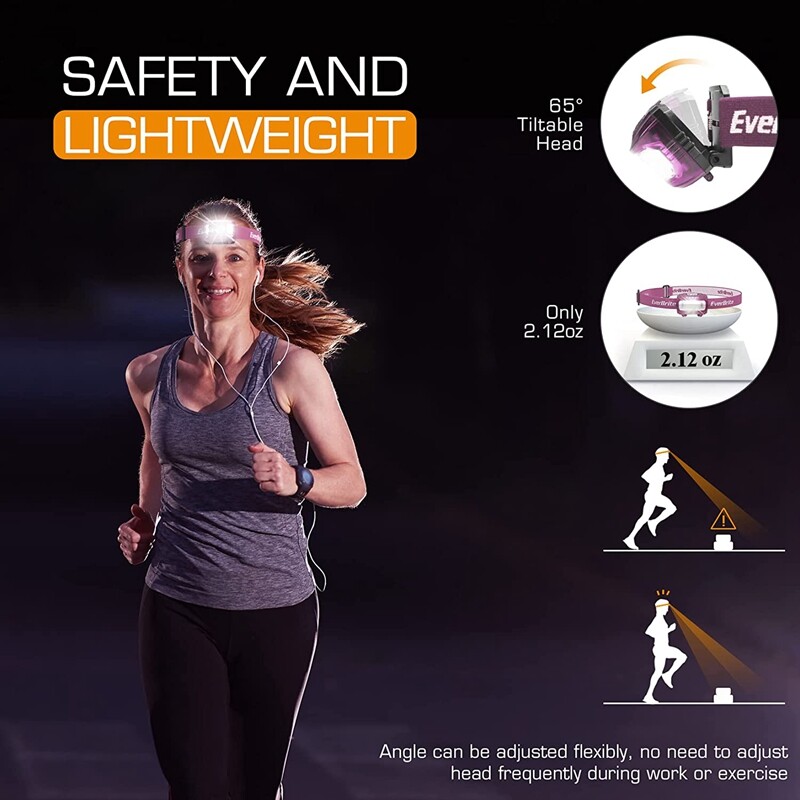 EverBrite Headlamp Pink 2 Pack with Red Light and Memory Function with 5 Modes