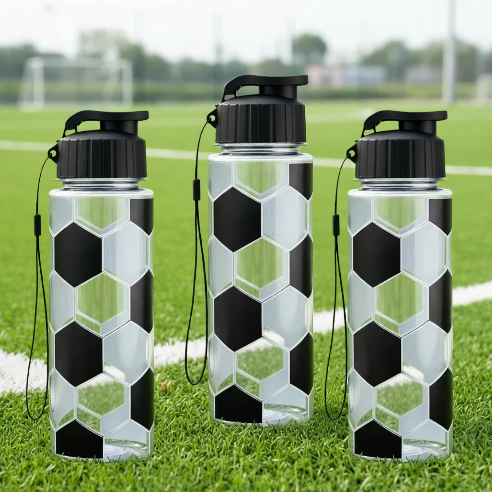 2 Pack Soccer Sports Water Bottle 17oz Reusable Plastic Flip Top