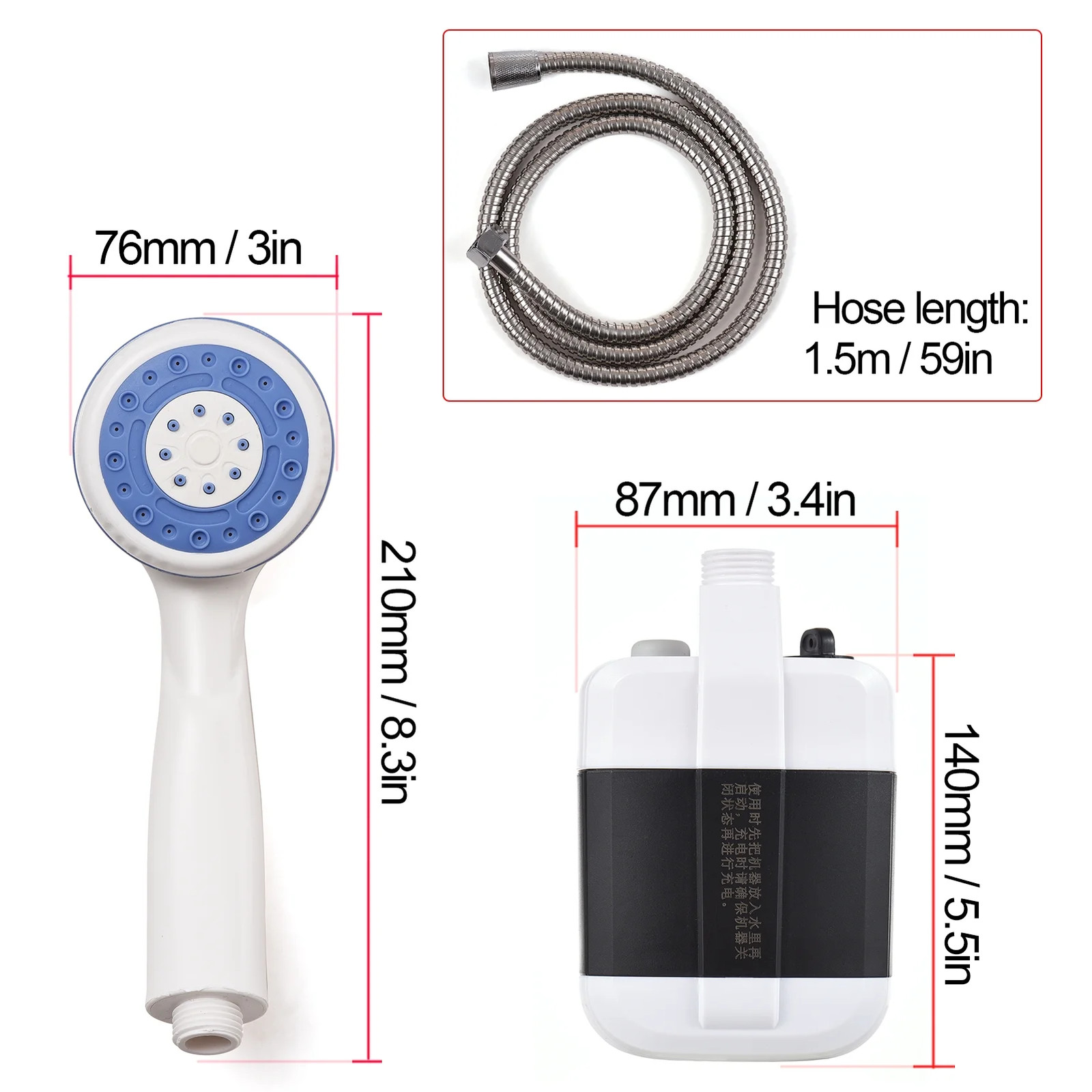 USB Rechargeable Portable Camping Shower Pump for Outdoor Cleaning & Washing