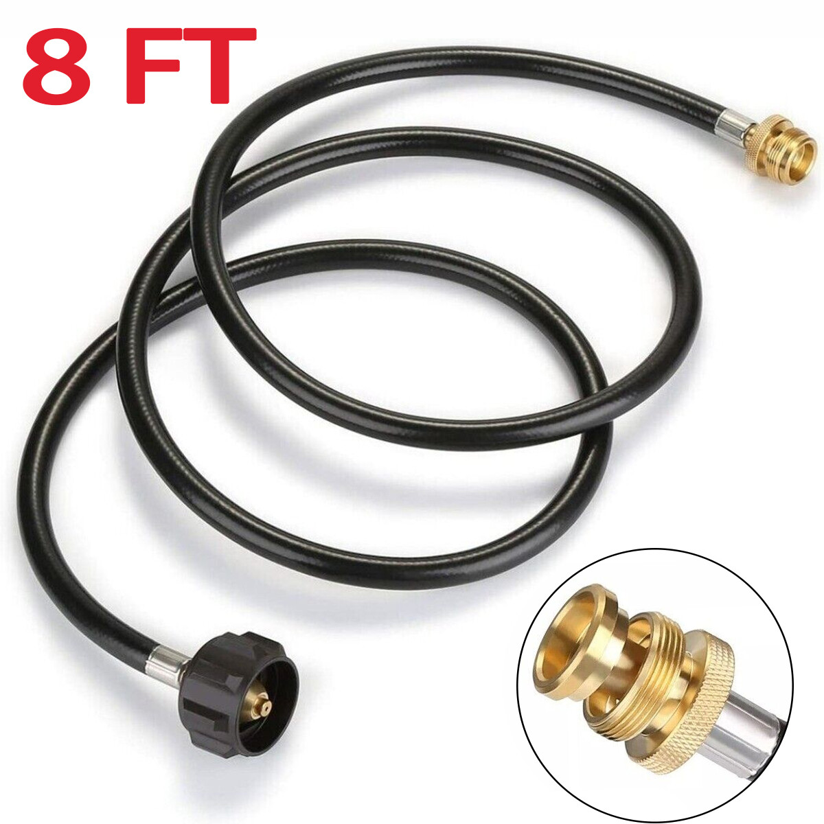8FT Propane Adapter Hose LP Tank 1lb to 20lb Converter for QCC1 Type1 Gas Grill