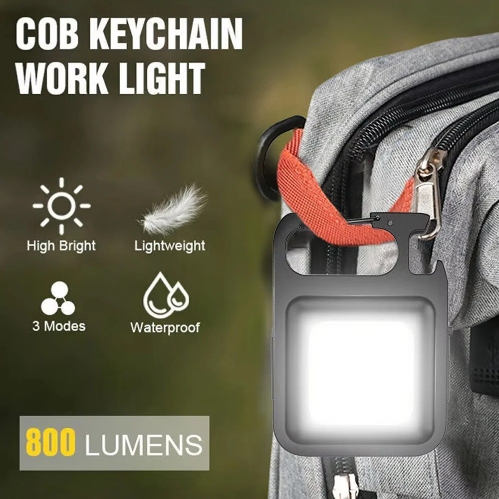 1PC COB Keychain Flashlight Mini Work Light 4 Modes LED Emergency Lamp w/ Magnet