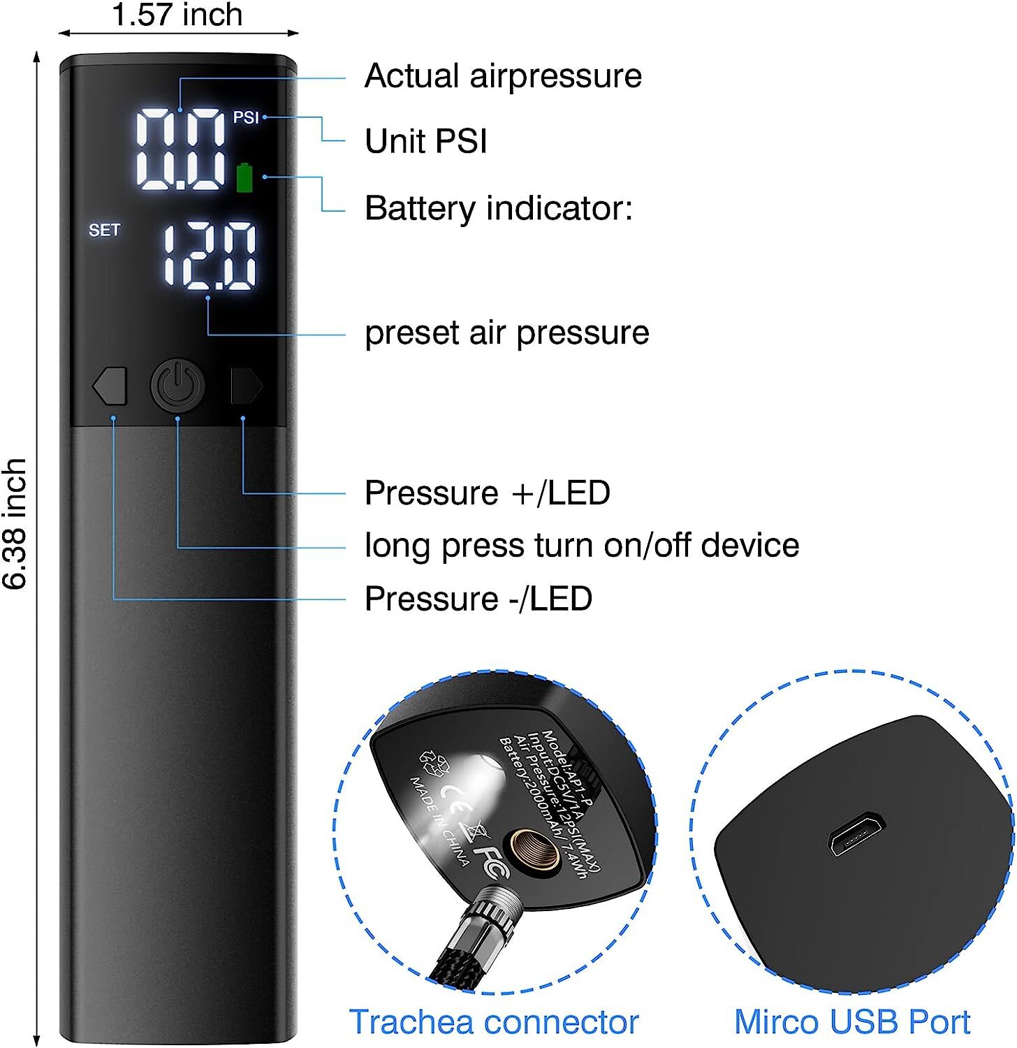 Electric Ball Pump, Portable Automatic Air Pump Fast Ball Inflation LCD Display