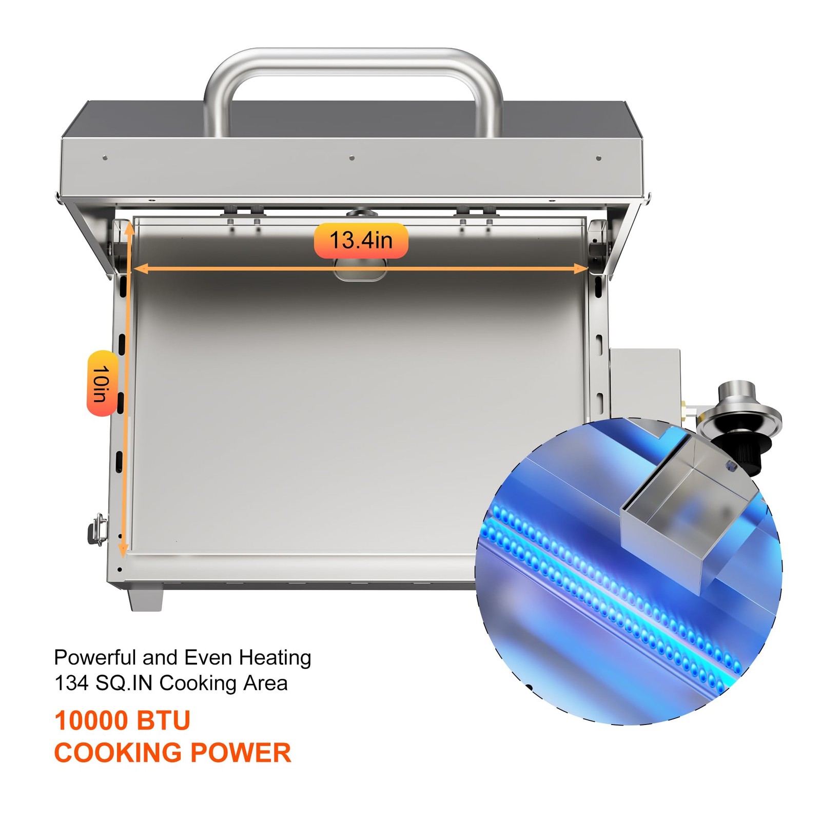 LOUAORIS Portable Gas Griddle 10000 BTU Tabletop Stainless Steel BBQ