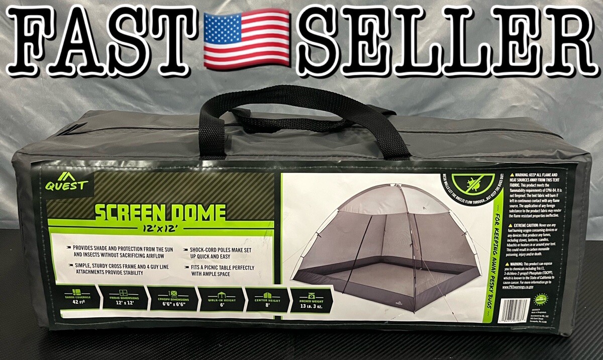 Quest 12′ x 12′ Dome Screen House Outdoor Camping Patio Large Screen Tent House