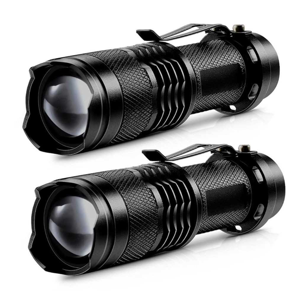 2X Mini LED Super Bright Zoom Flashlight Powerful Camping Lamp Torch