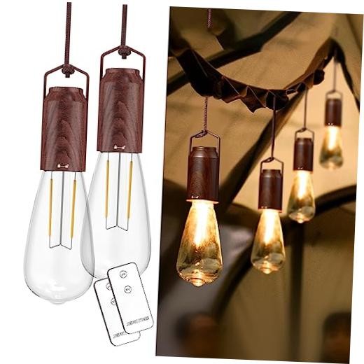 2 Pack Rechargeable Warm Tent Hanging Light 2 PACKS lithium battery