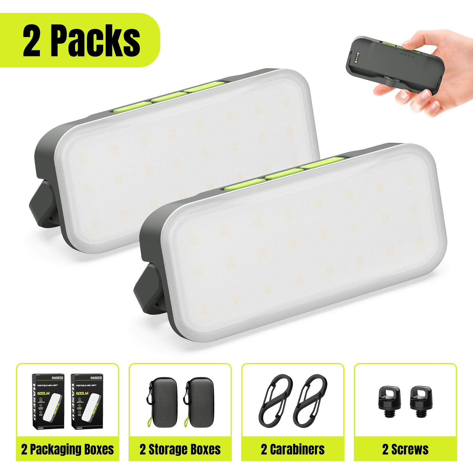 2PK Magnetic LED Work Light, Rechargeable Camping Lantern for Hiking Emergency