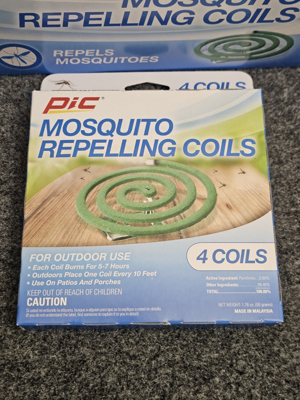 12 Pack PIC Mosquito Repelling Coils 4 Coils Per Pack Backyard Bug Insect Burner