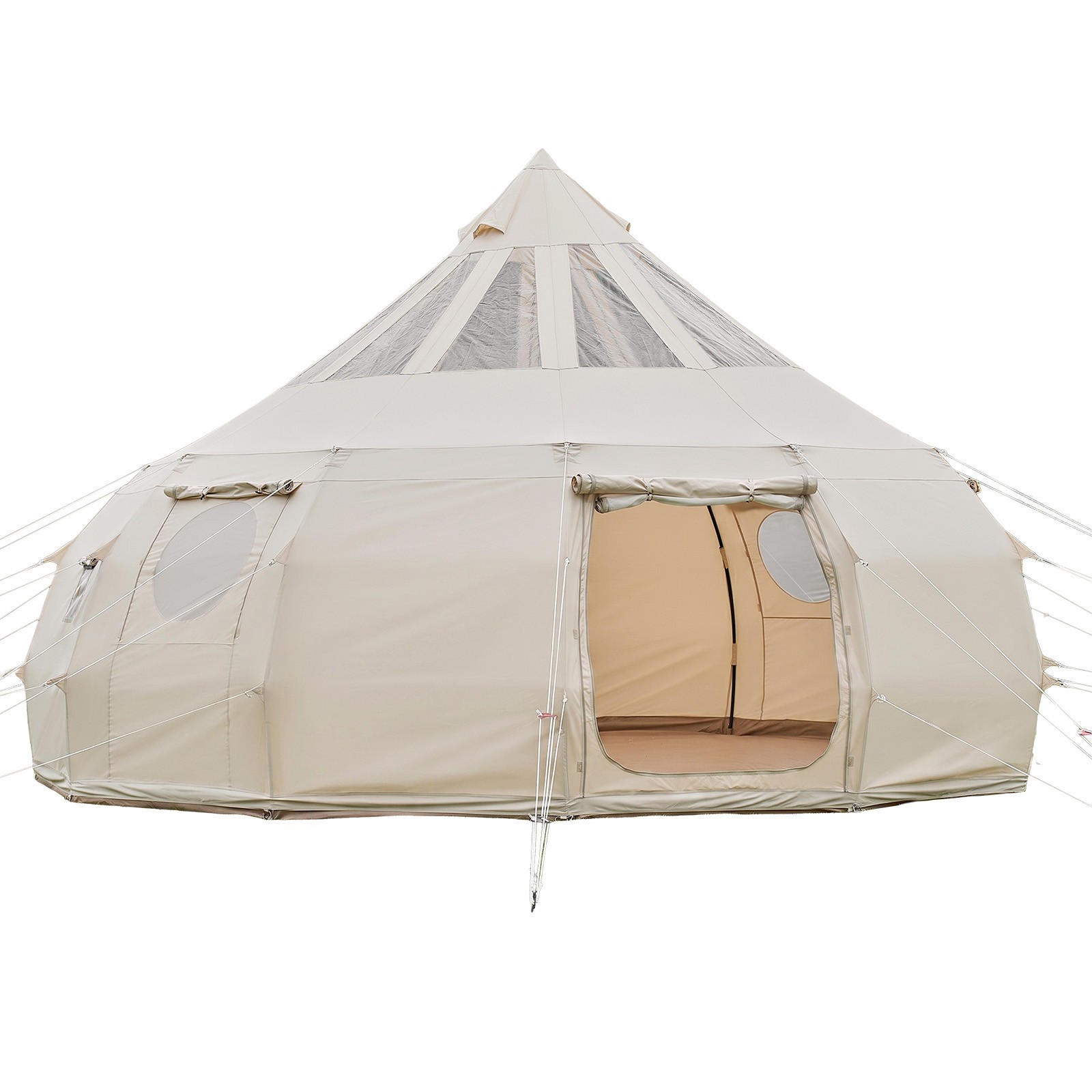 Canvas Bell Tent 5m / 16.4ft 4-Season Camping Yurt with Stove Jack 10-12 Person