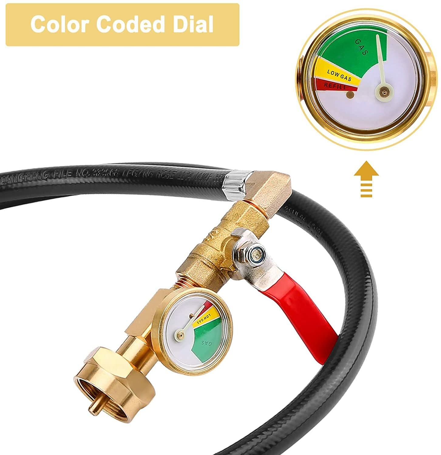 Propane Refill Adapter Hose QCC1 with ON-Off Control Valve for 1Lb To 20Lb Tank