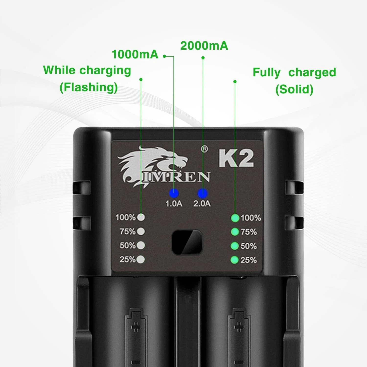 IMREN 26650 10400 Battery Charger, 3.7V Li-ion Batteries Charger for 18650 10440