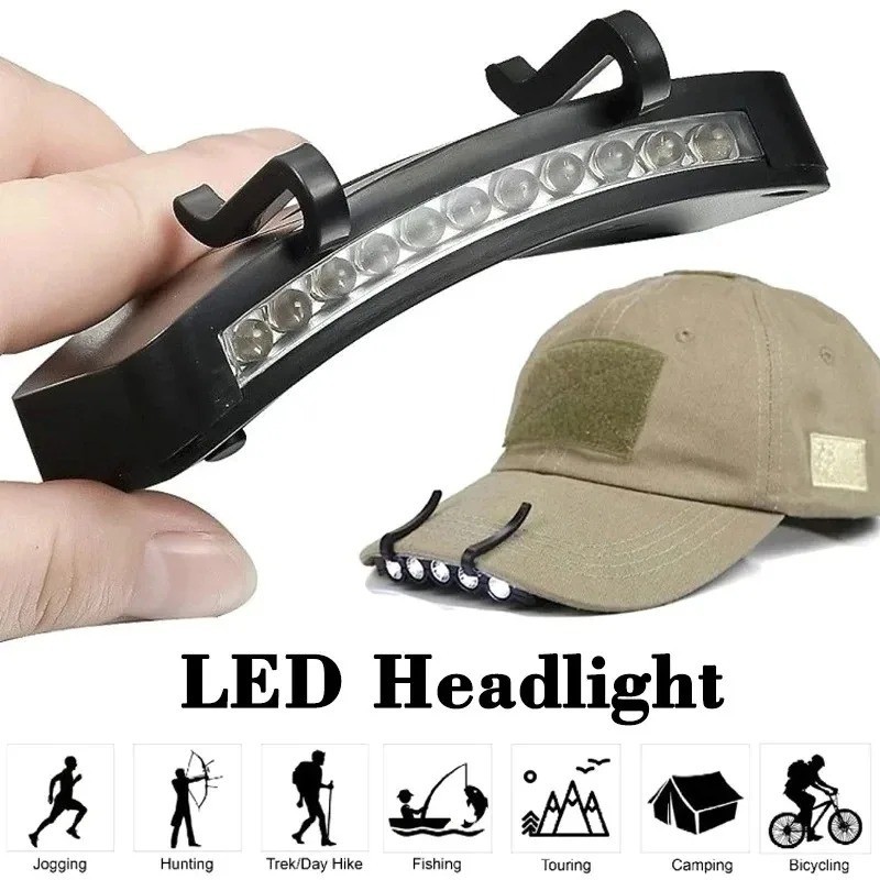 Rechargeable USB LED Headlamp Clip on Hat Light Head Torch Fishing Camp Lamp
