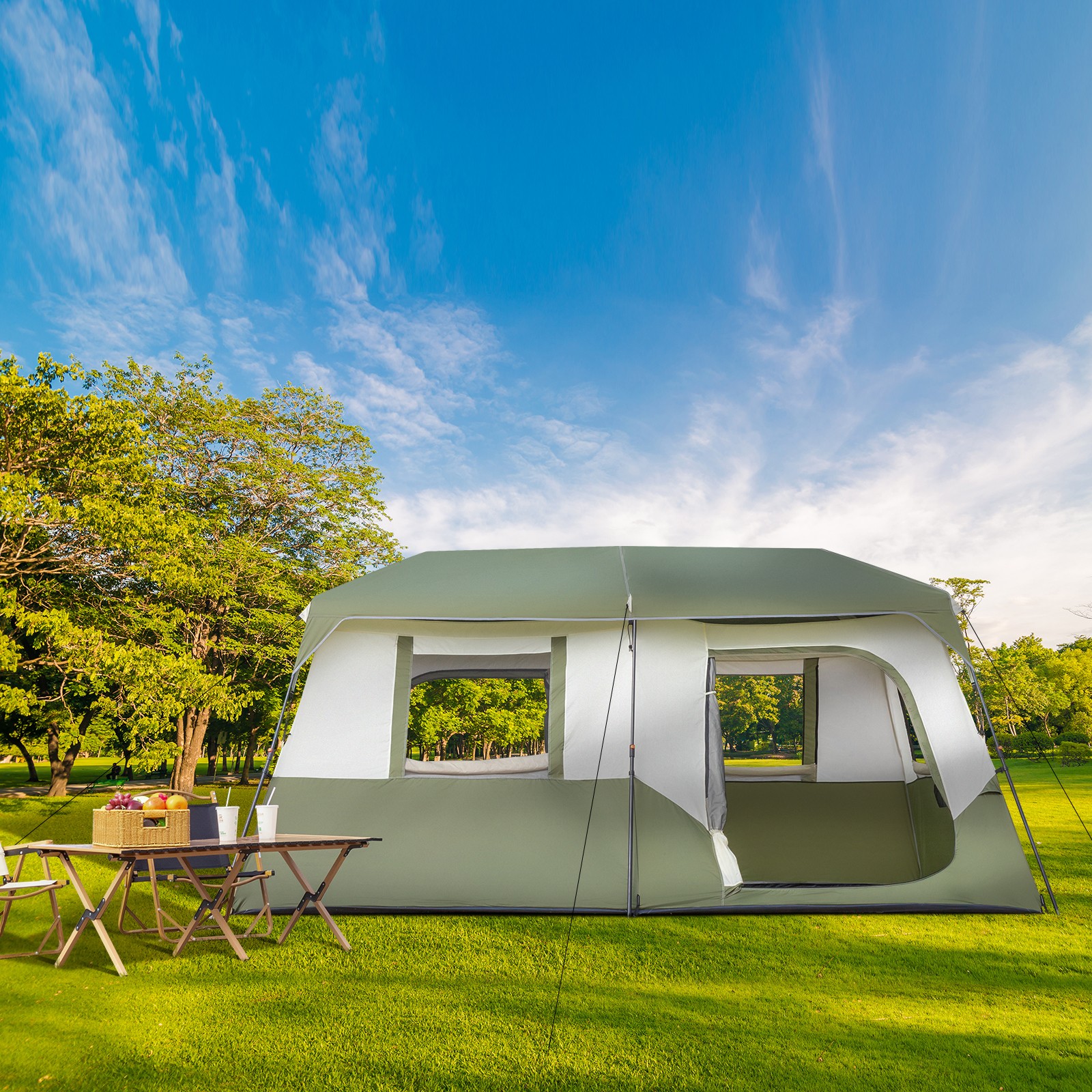 8 Person Instant Camping Tent 60s Setup Waterproof Family Cabin Tent Rainfly