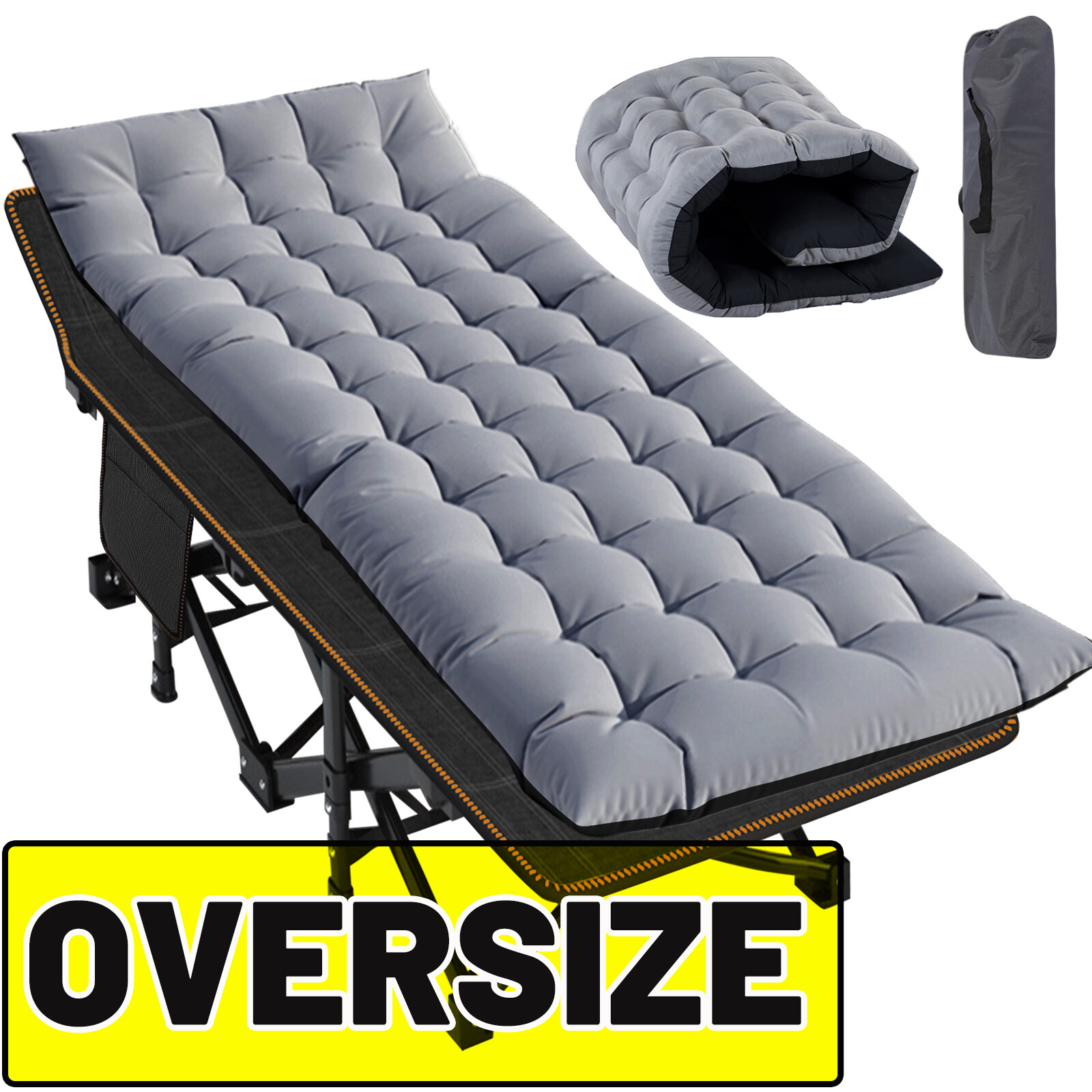 Adults Folding Sleeping Cot Guest Bed Heavy Duty Portable Cots Camping with Mat