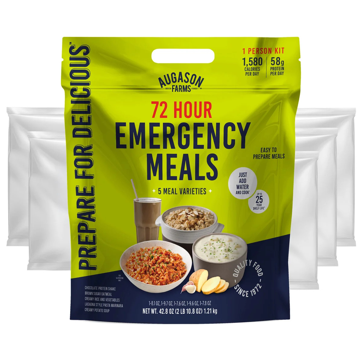 Augason Farms Deluxe 30-Day Emergency Food Supply 5-Gallon & 72-Hour Kit, NEW
