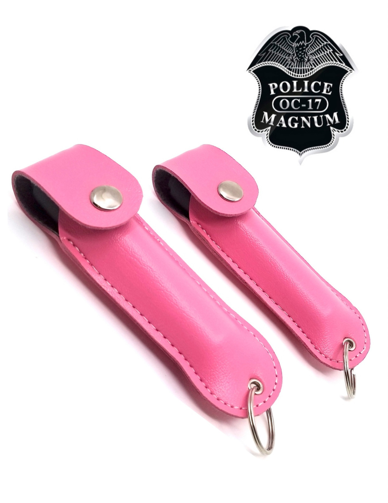 2 Police Magnum pepper spray .75oz pink keychain holster self defense protection