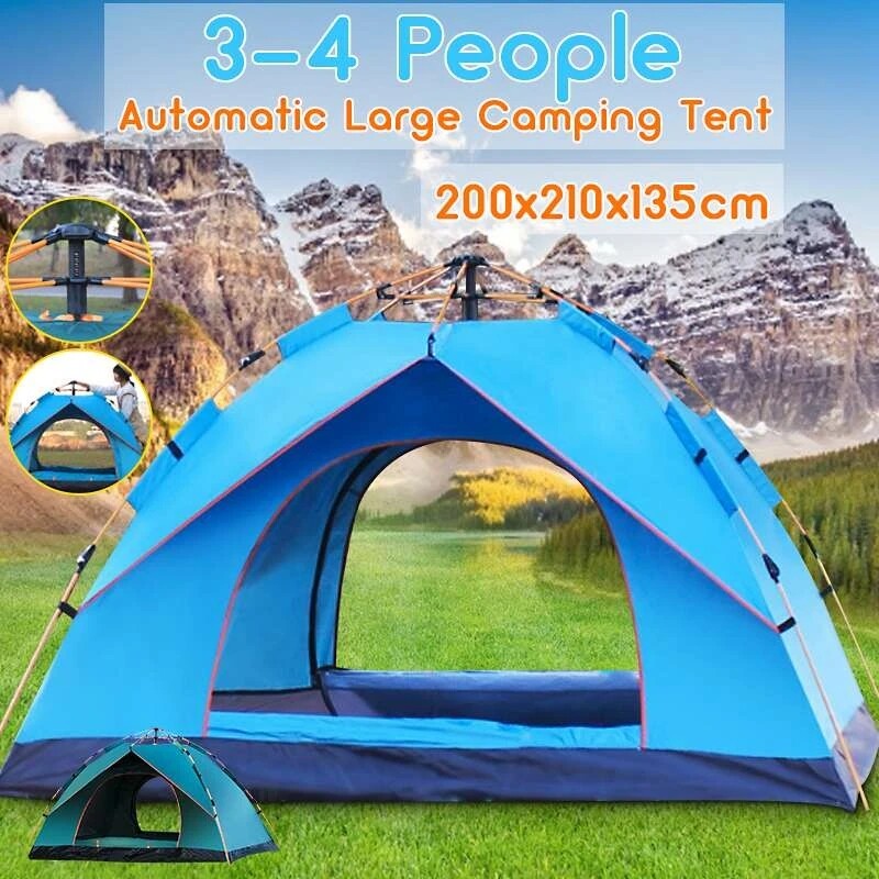 3-4 Person Pop Up Tents Waterproof Windproof Instant Tent for Camping Hiking US
