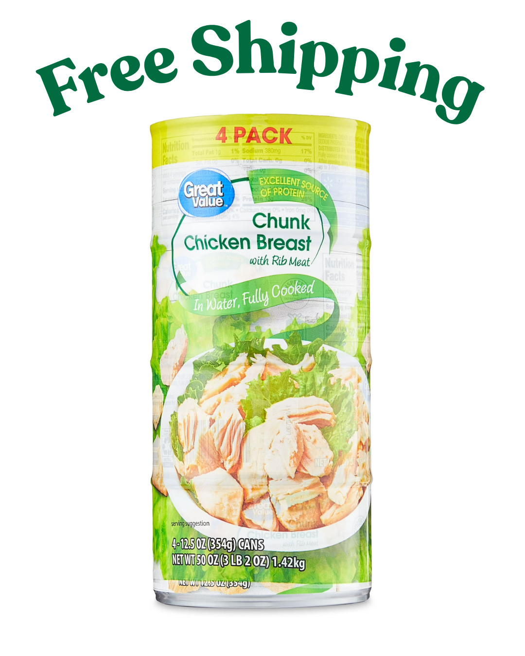 Great Value Chunk Chicken Breast, 12.5 oz Can (4 Pack)