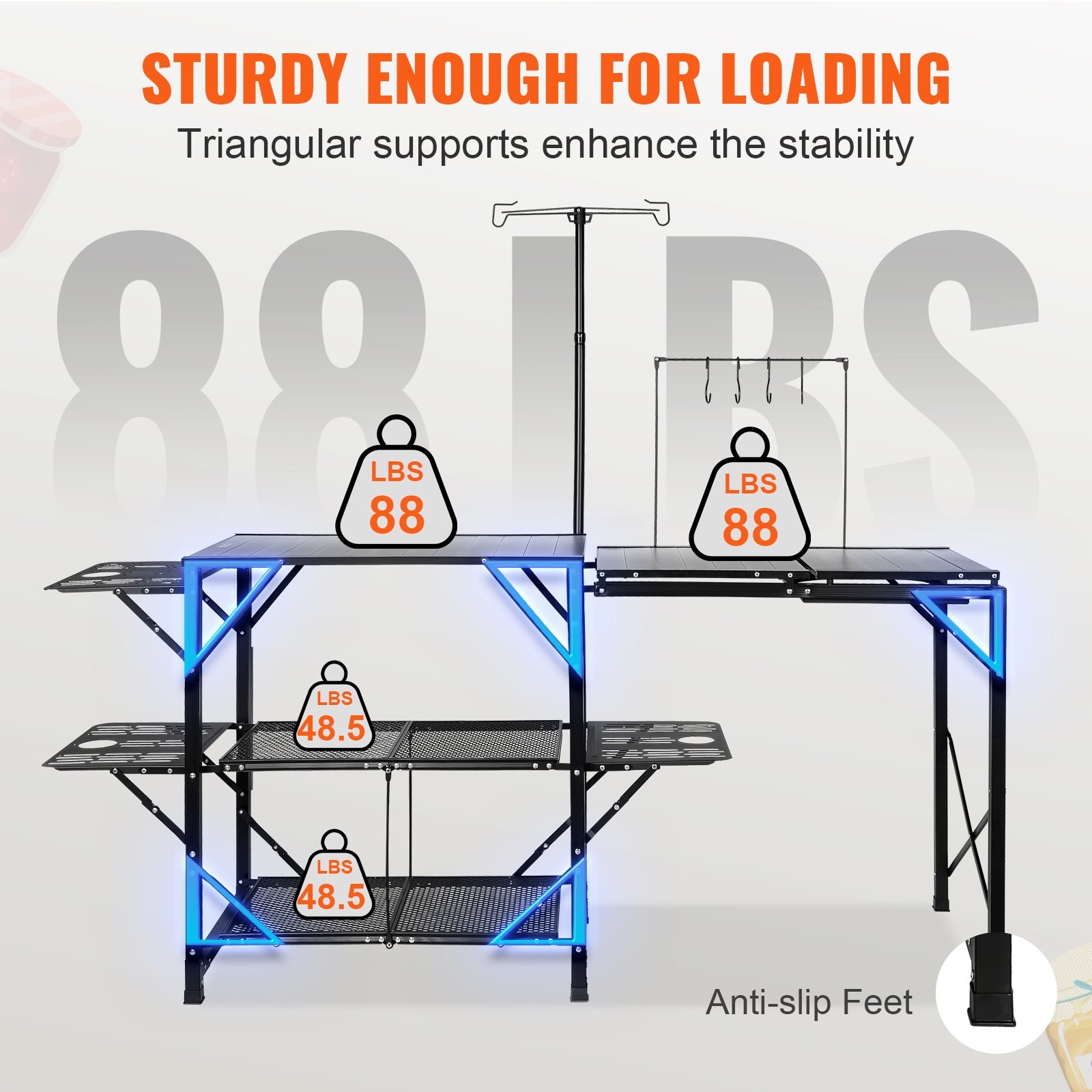 Camping Kitchen Table One-piece Folding Portable Cook Station with Carrying Bag