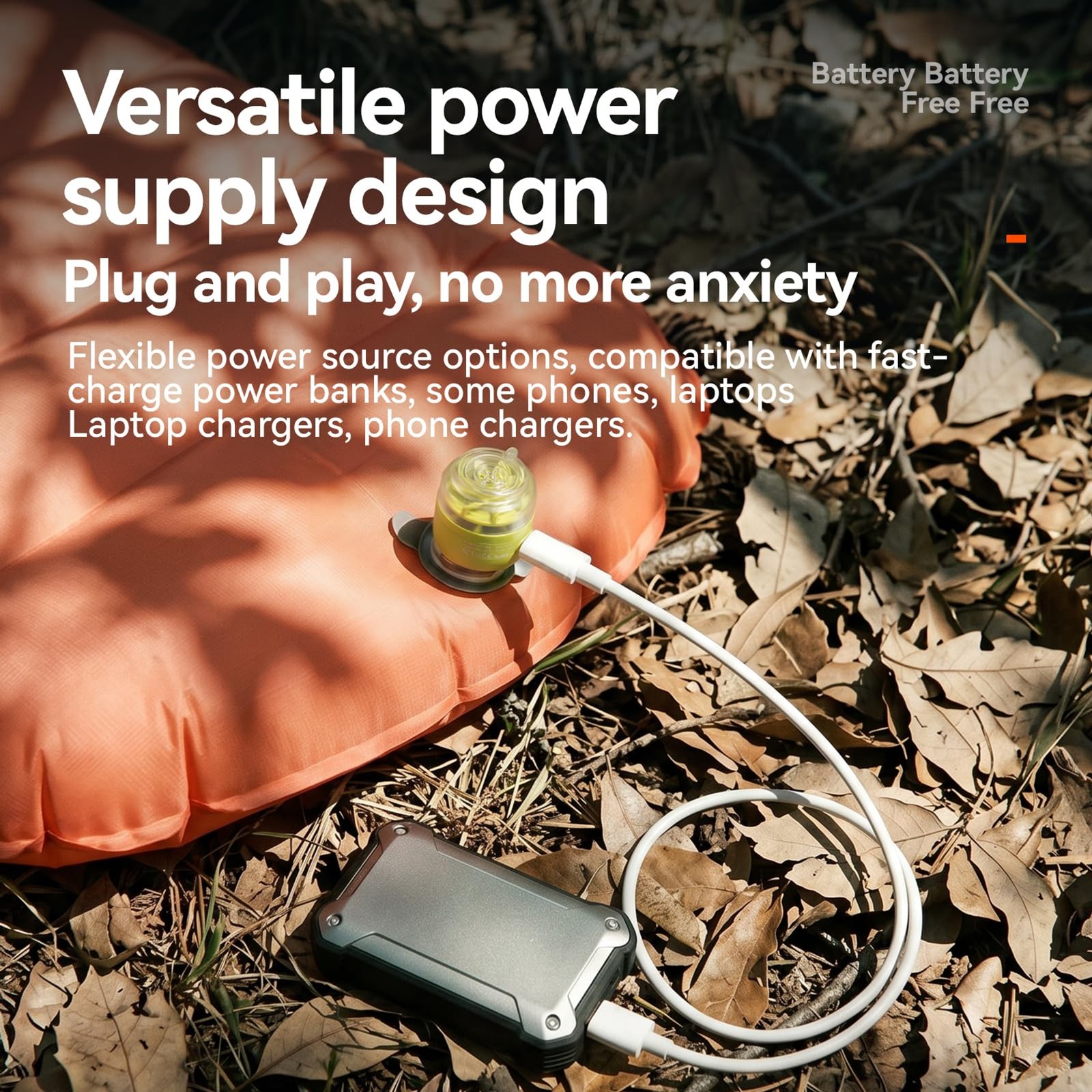Mini Air Pump, Battery-Free Type-C, 5KPa/400L/min, 29g, Inflation for Air Mattre