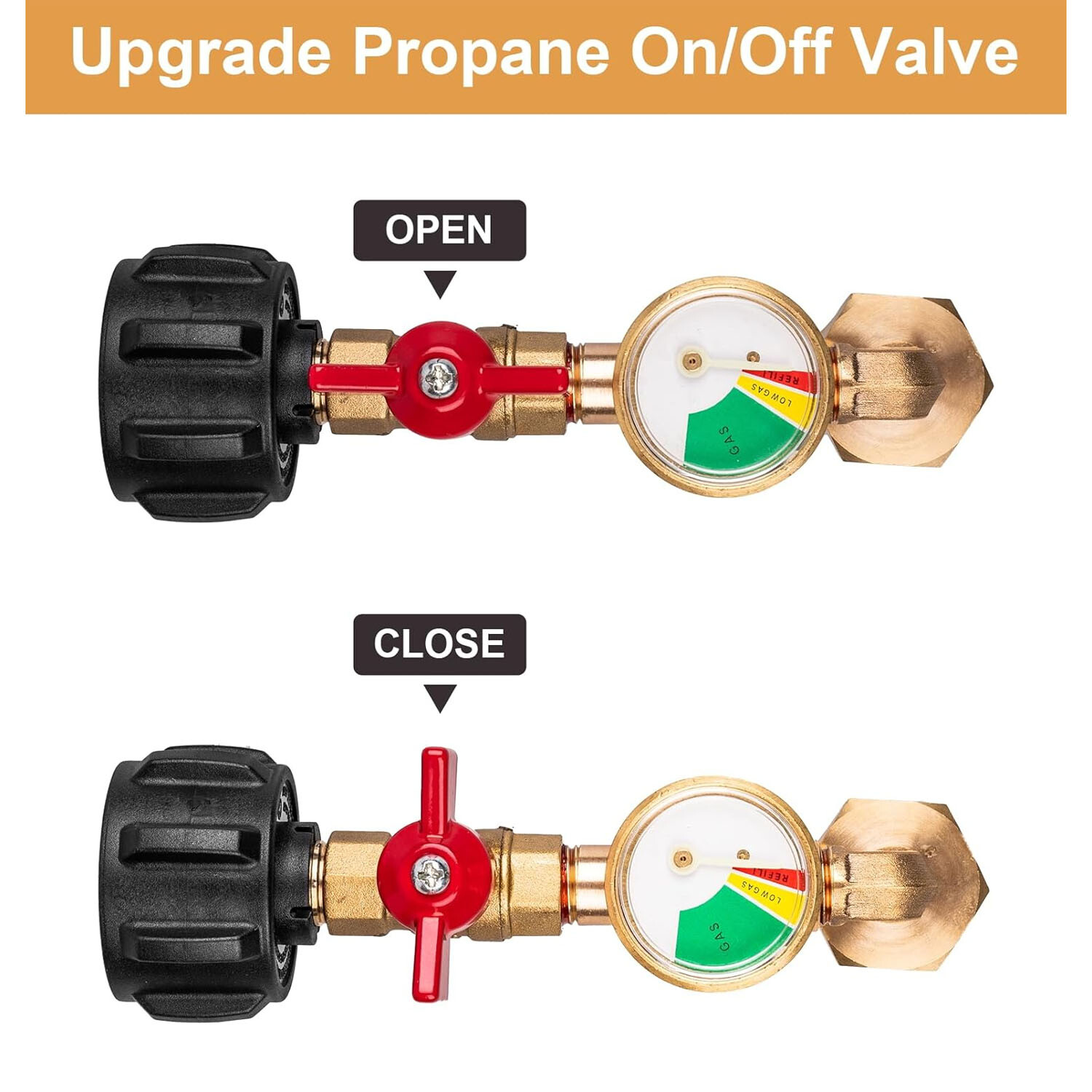 1Lb To 20Lb Tank Propane Refill Adapter With Gauge And ON-Off Control Valve US