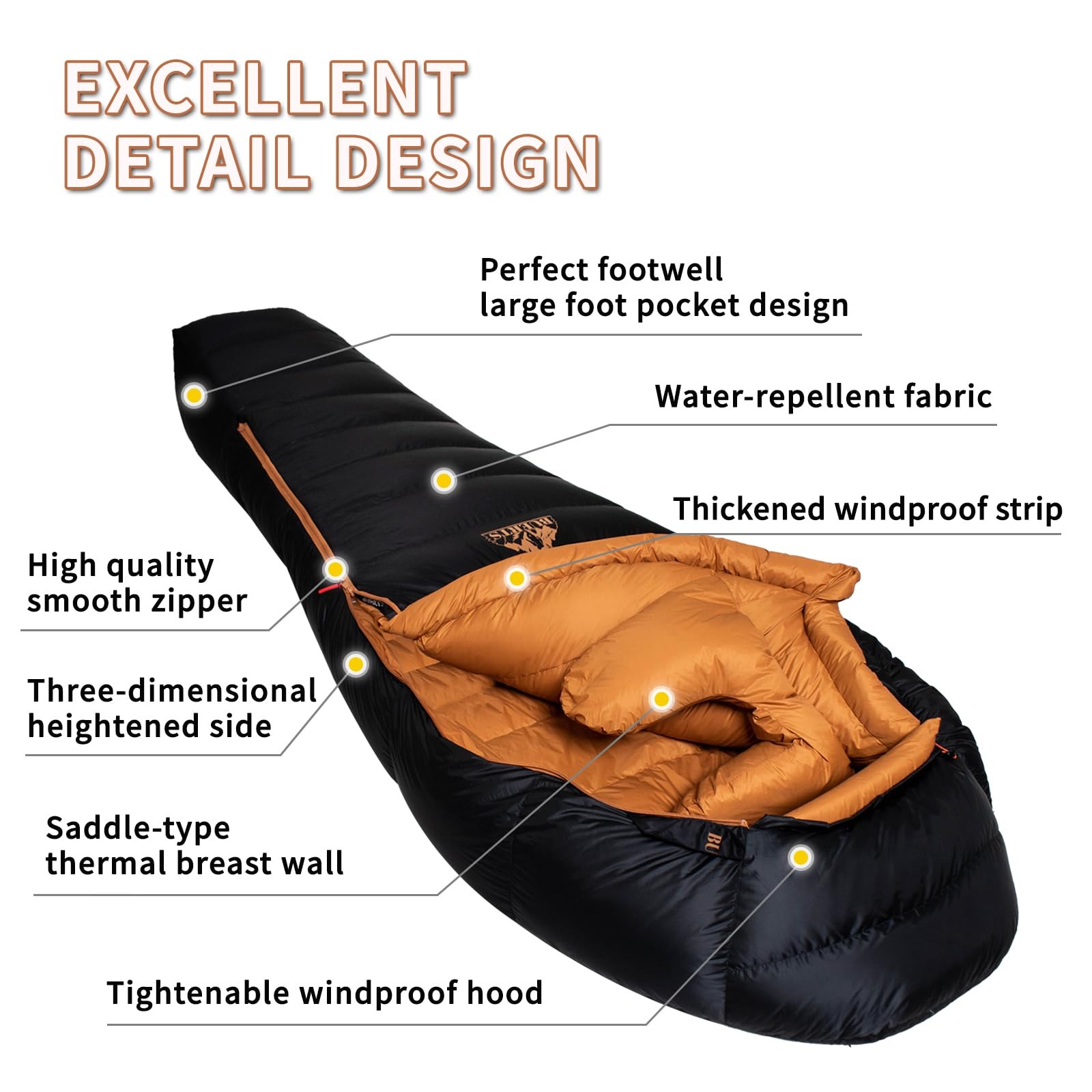 Down Backpacking Sleeping Bag.Cold Weather Sleeping Bag 30°F 20°F 10°F (Multi…
