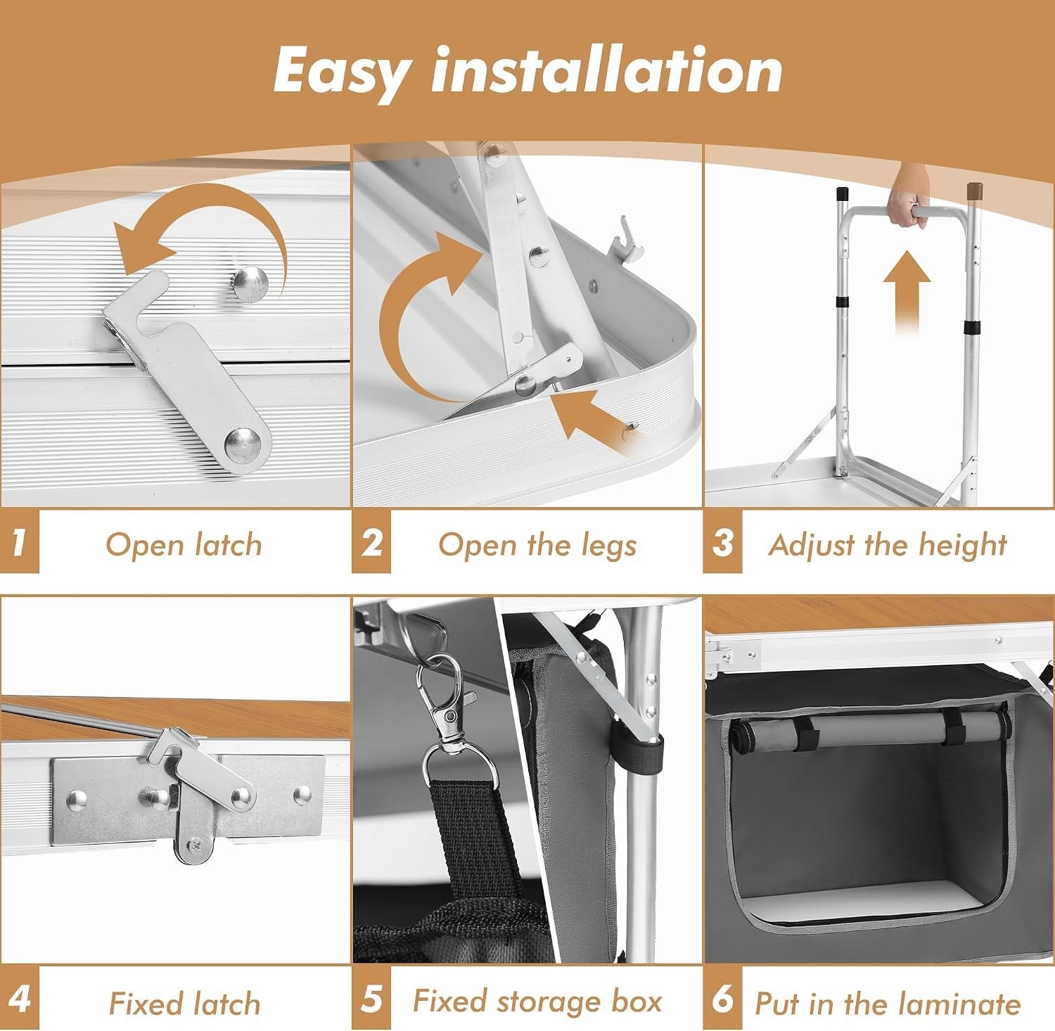 Foldable BBQ Table – Lightweight Aluminum, Adjustable Legs