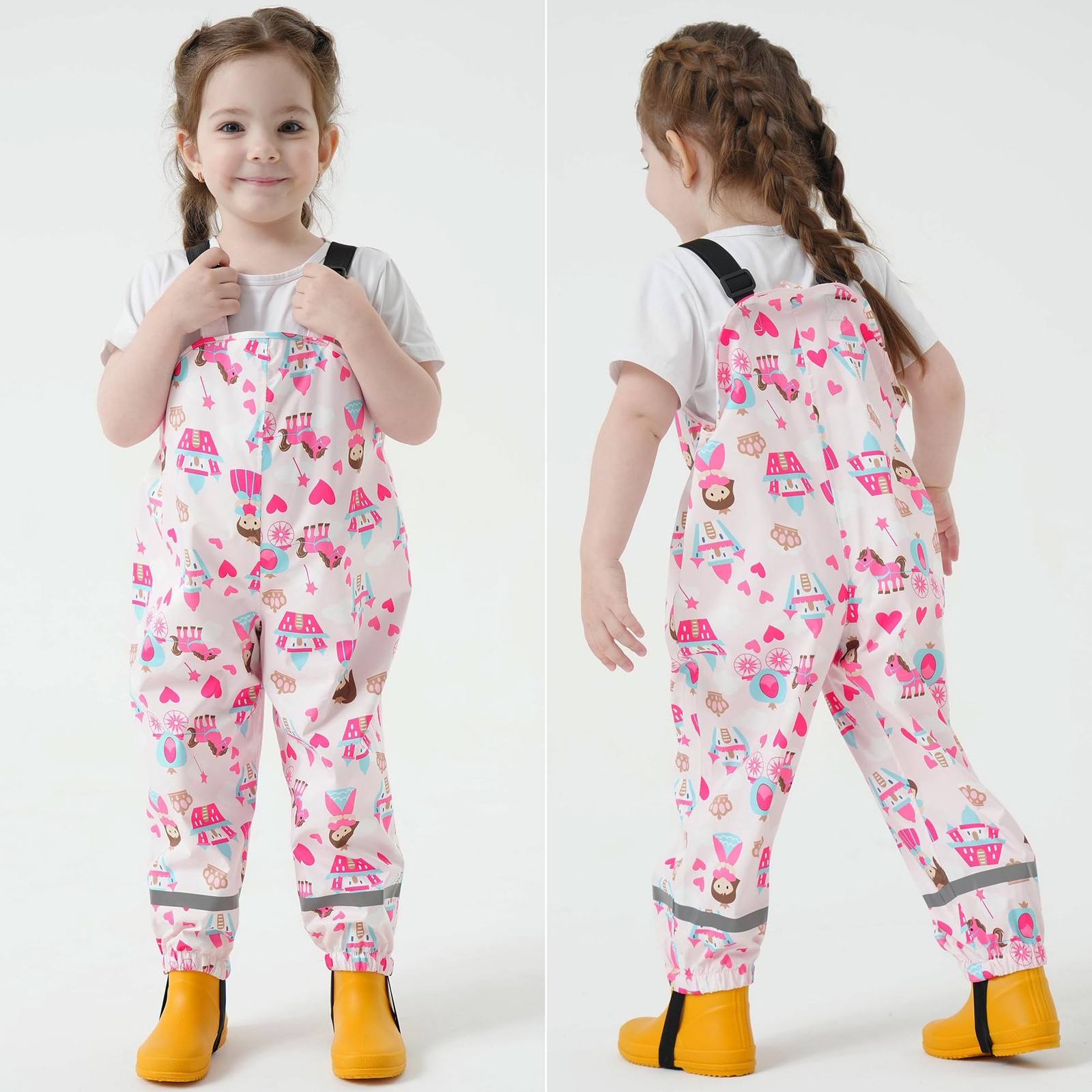 Toddler Kid Waterproof Rain Bib Pant Overall Trousers Lightweight Mudwear