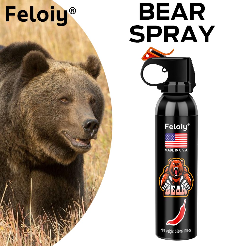 Feloiy Bear Spray Repellant Powerful Stream 11 oz 30 Ft with Spray Bag